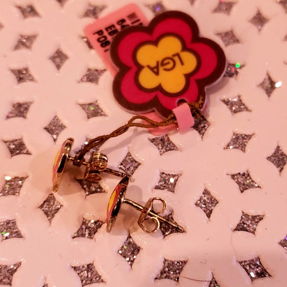 LAUREN G ADAMS heart peace stud enamel earrings - Picture 3 of 5